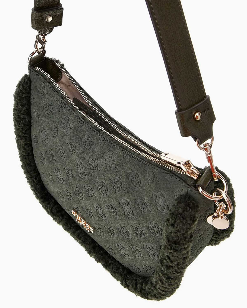 Guess Davika Hobo Monogram Baskılı Omuz Çantası Forest