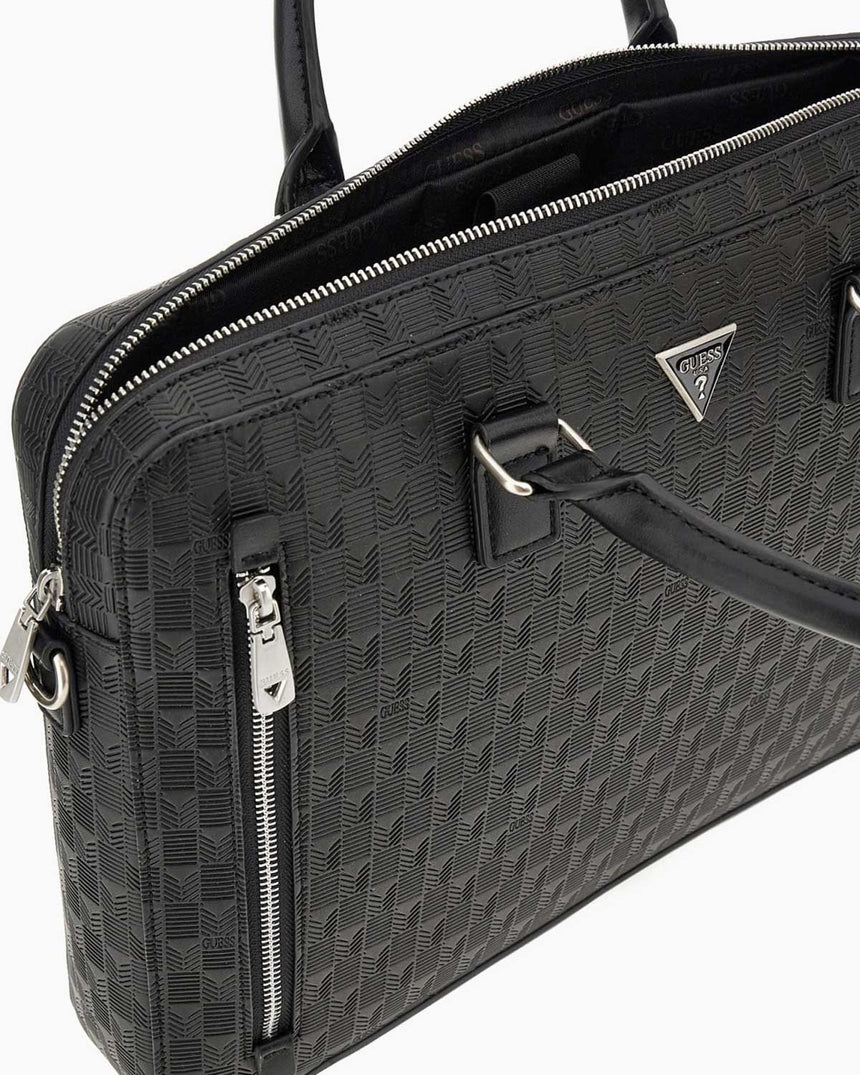 Guess Torino Rounded Logolu Evrak Çantası Black