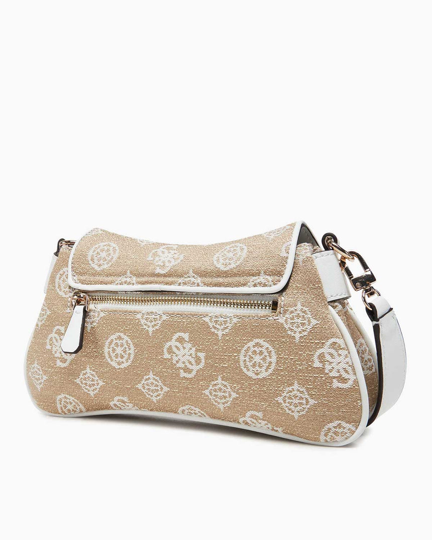 Guess Flap Monogram Omuz Çantası White Logo
