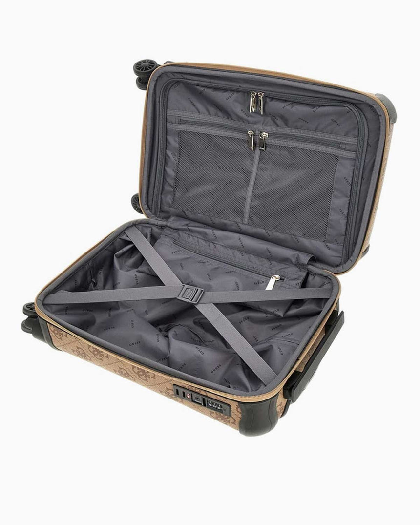 Guess Berta 18 In 8-Wheeler Monogram Desenli Kabin Boy Valiz Latte Logo / Brown