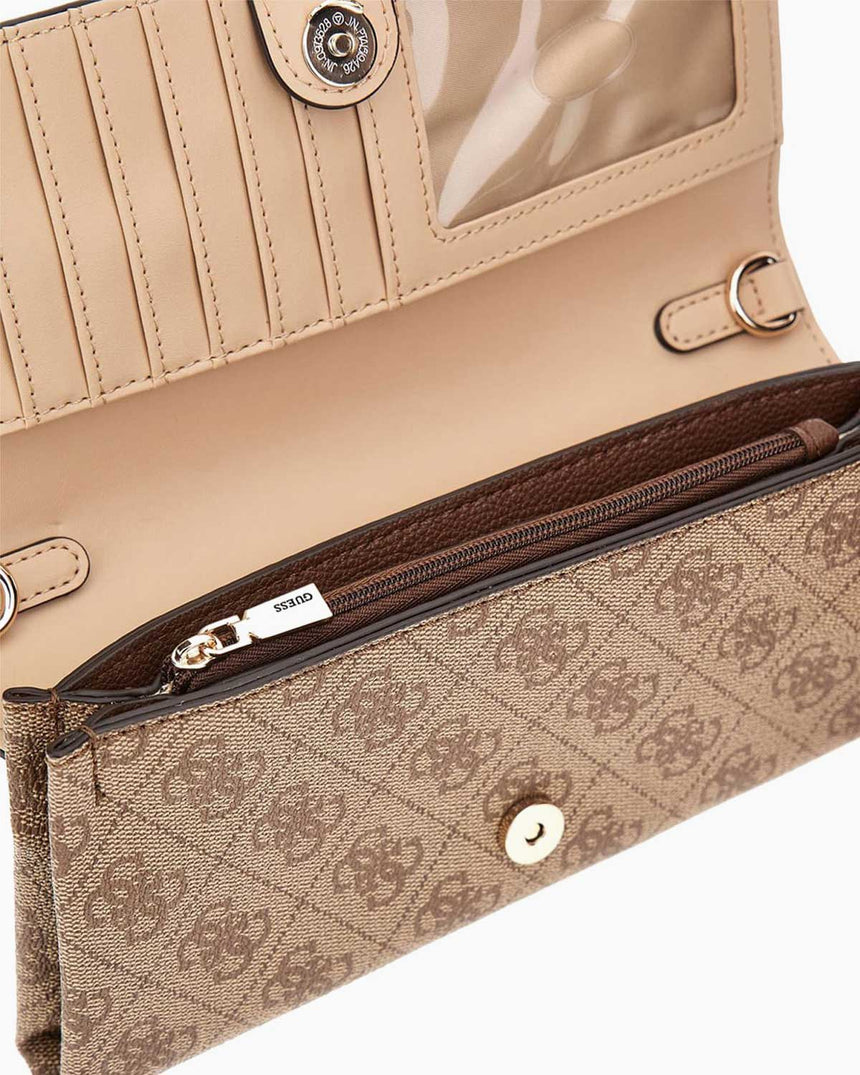Guess Noelle Satchel Flap Çapraz Askılı Çanta Latte Logo / Brown