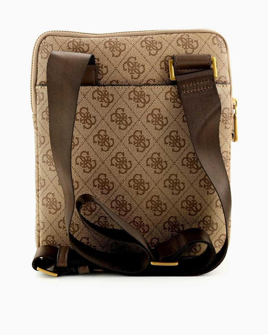 Guess Torino Monogram Logolu Çapraz Askılı Çanta Beige / Brown