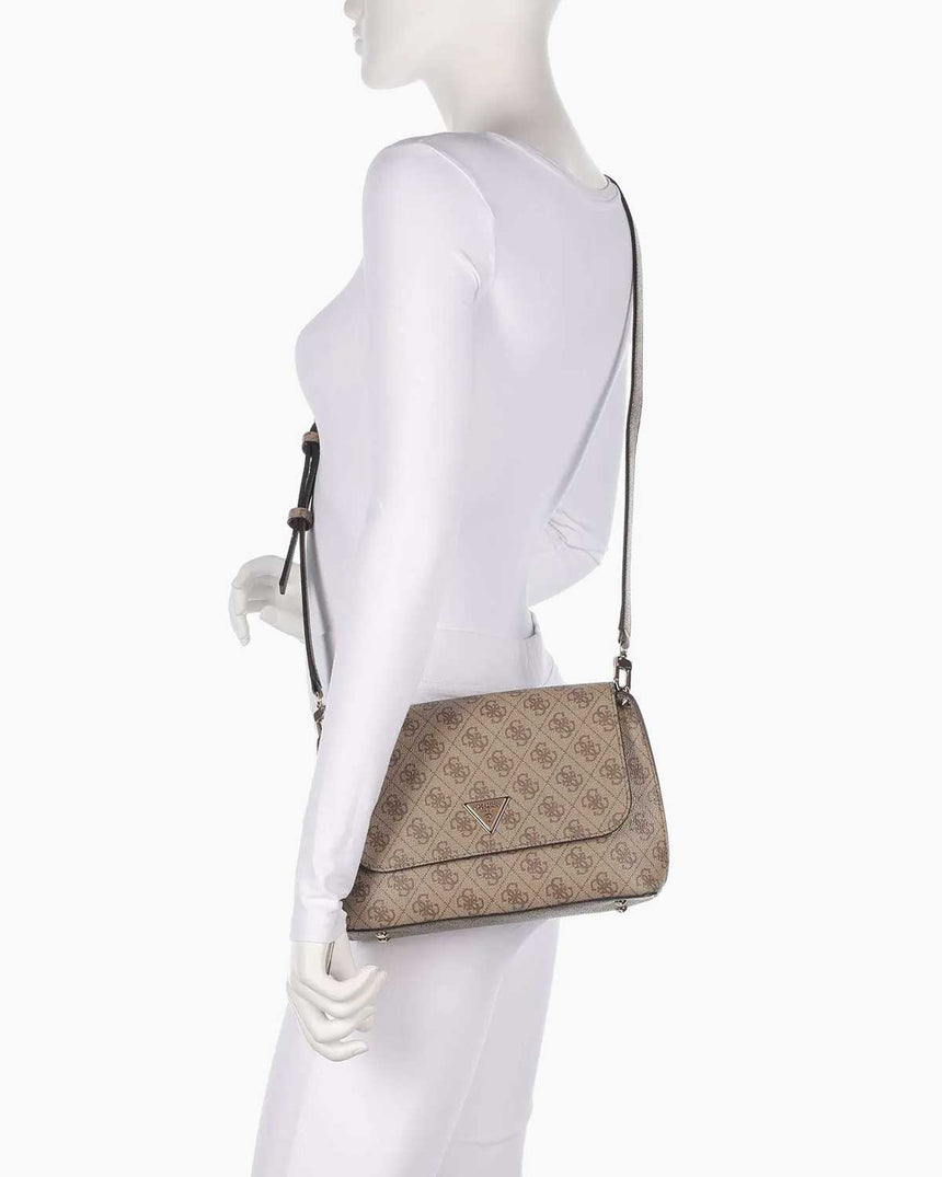 Guess Access Meridian II Kadın Omuz Çantası Latte Logo