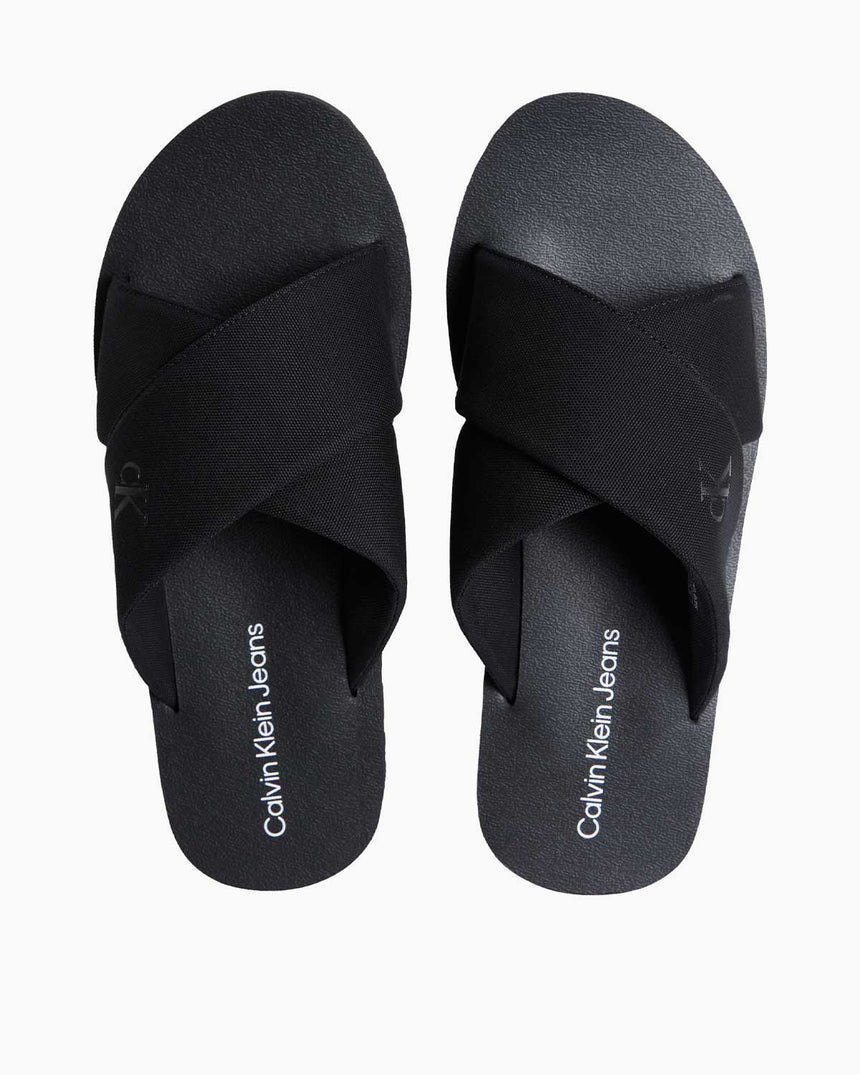 Calvin Klein Cross Flat Logolu Terlik Triple Black