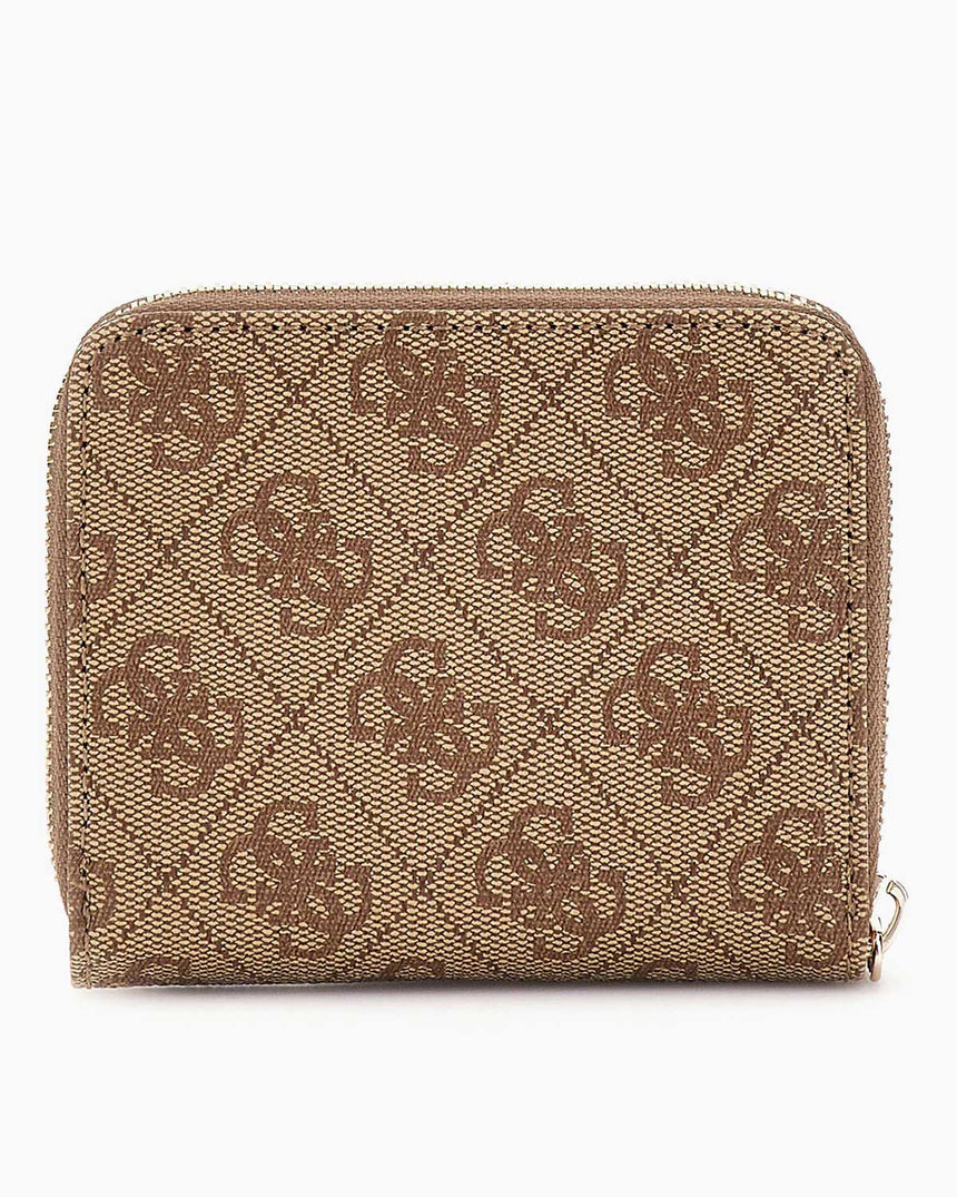 Guess Eco Erica Zip Around Cüzdan Latte Logo