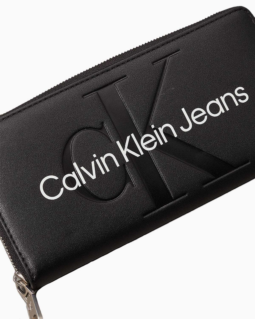 Calvin Klein Sculpted Mono Zip Around Cüzdan Black/White