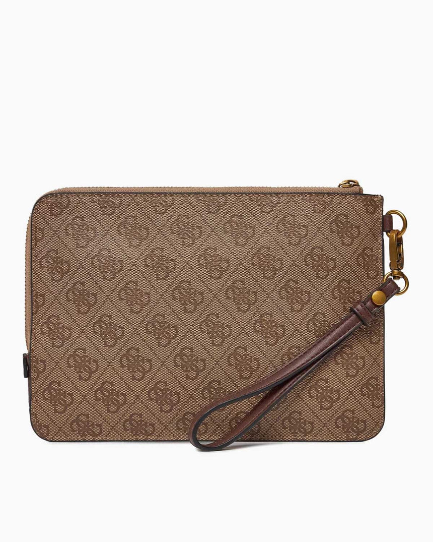 Guess Monogram Logolu Kulplu Portföy Çanta Dark Black