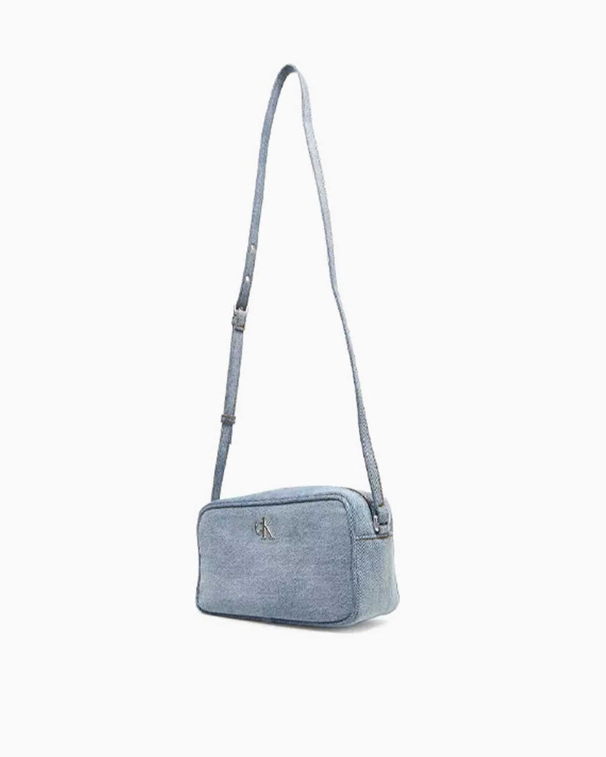 Calvin Klein Kot Çift Fermuarlı Kadın Kamera Çantası Denim
