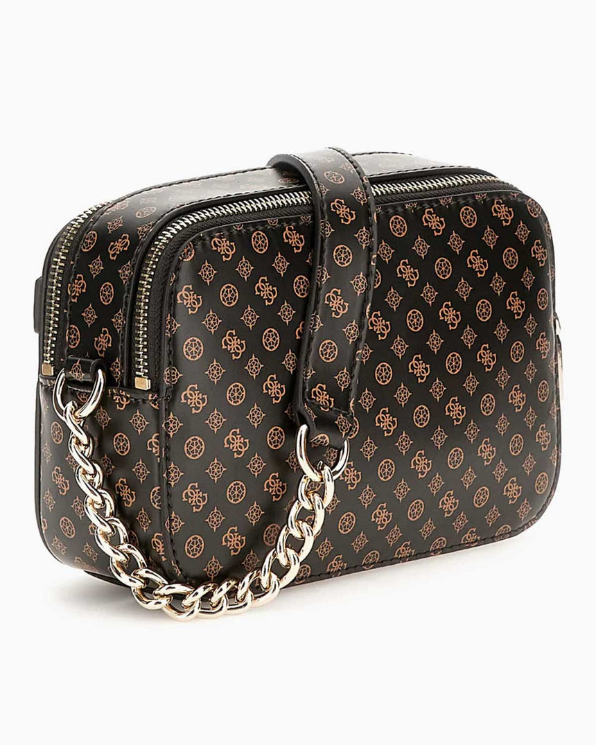 Guess Eliette Logo Crossbody Çapraz Askılı Çanta Mocha Logo