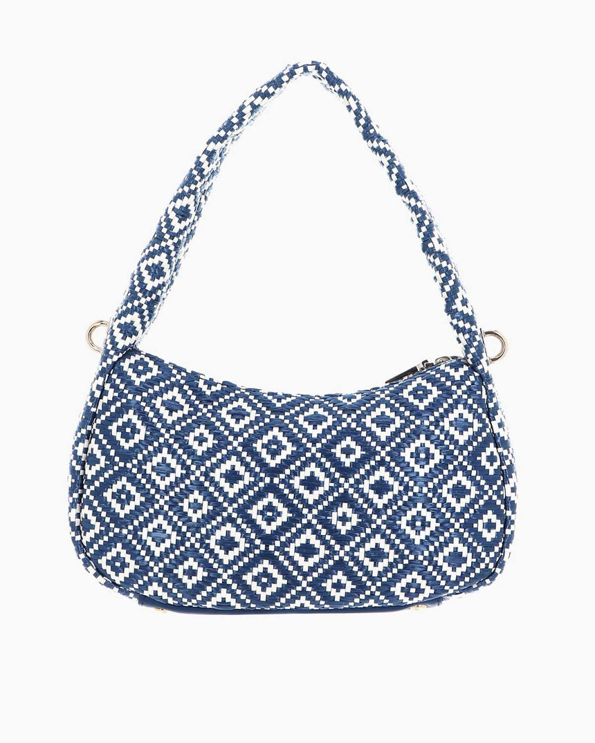 Guess Rianee Hobo Desenli Omuz Çantası Blue