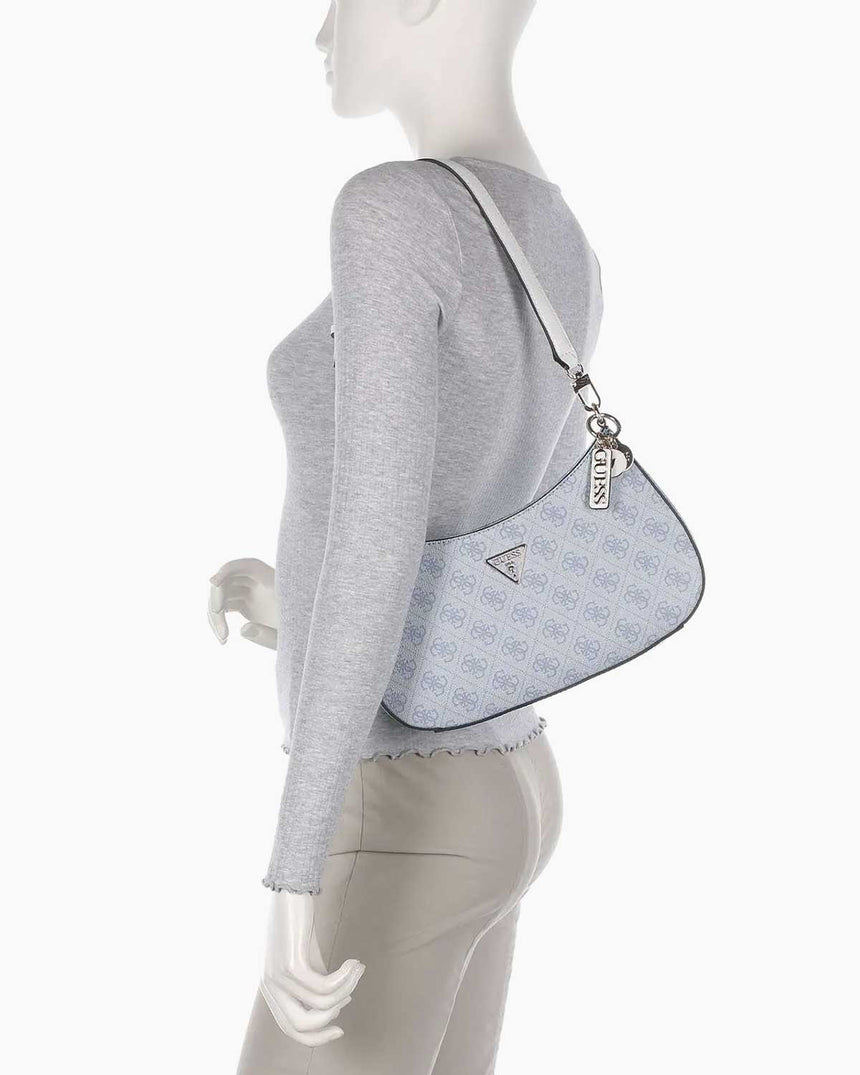 Guess Noelle Top Zip Shoulder Bag Kadın Omuz Çantası Light Blue Logo