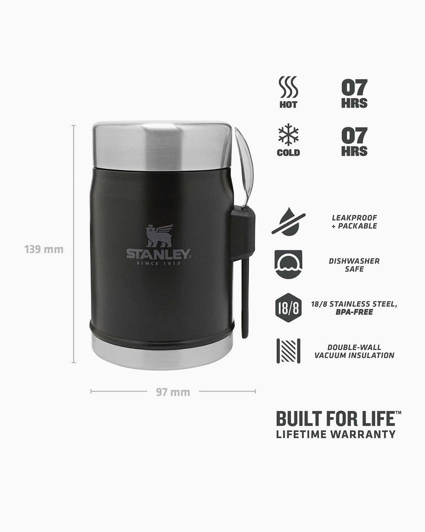 Stanley Efsane Klasik Seri-0.40 Litre Çelik Kaşıklı Yemek Termosu Matte Black