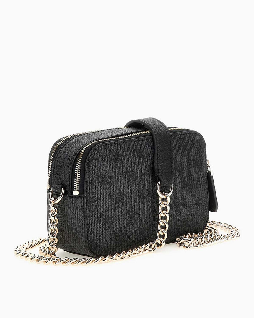 Guess Noelle Crossbody Zincir Detaylı Çapraz Askılı Çanta Coal Logo