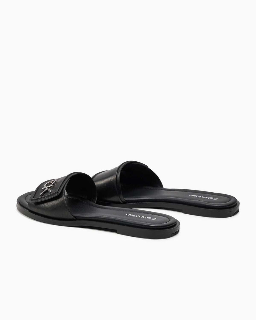 Calvin Klein Flat Slide Metal Logolu Terlik Black