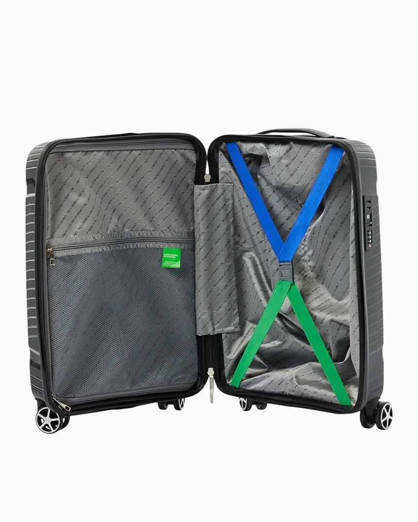 Benetton Trolley Sert Kabuklu Büyük Boy Valiz Siyah