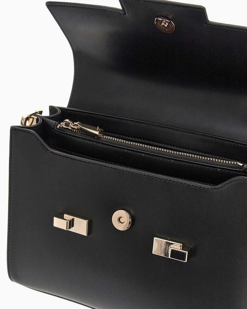 Guess Eco Handle Flap Manyetik Kapaklı El Çantası Black