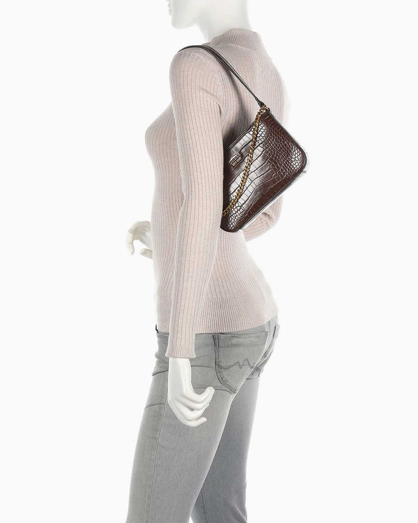 Guess Katey Croc Mini Top Kadın Omuz Çantası Brown
