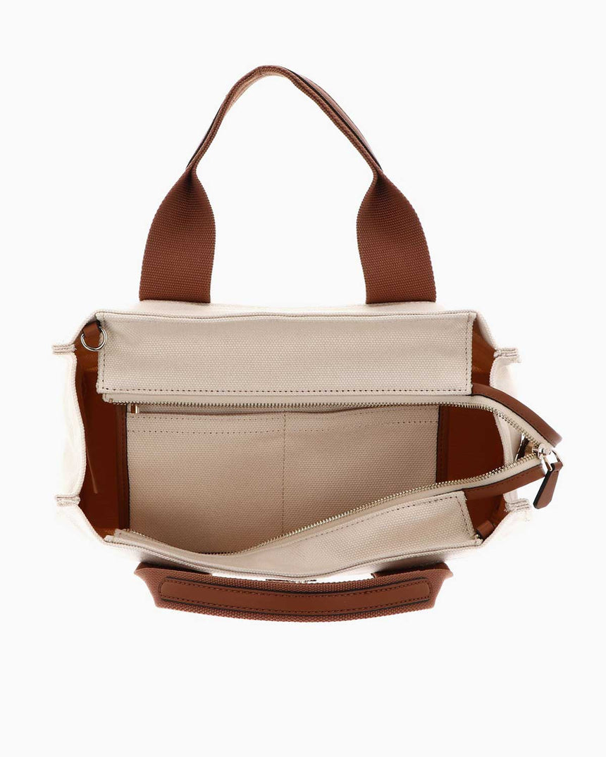 Guess Canvas Small Mini El Çantası Natural Cognac