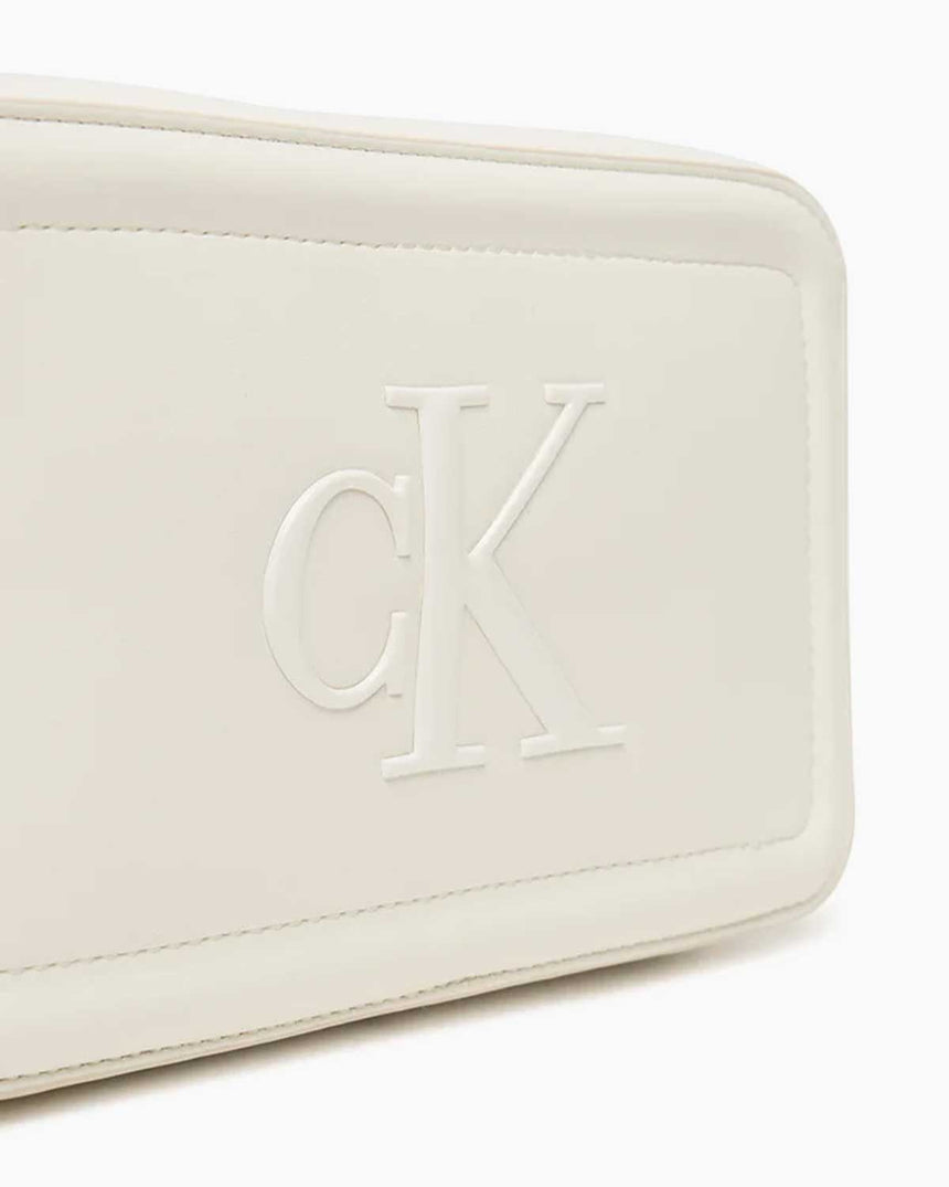 Calvin Klein Kalın Logolu Kadın Kamera Çantası Lily White