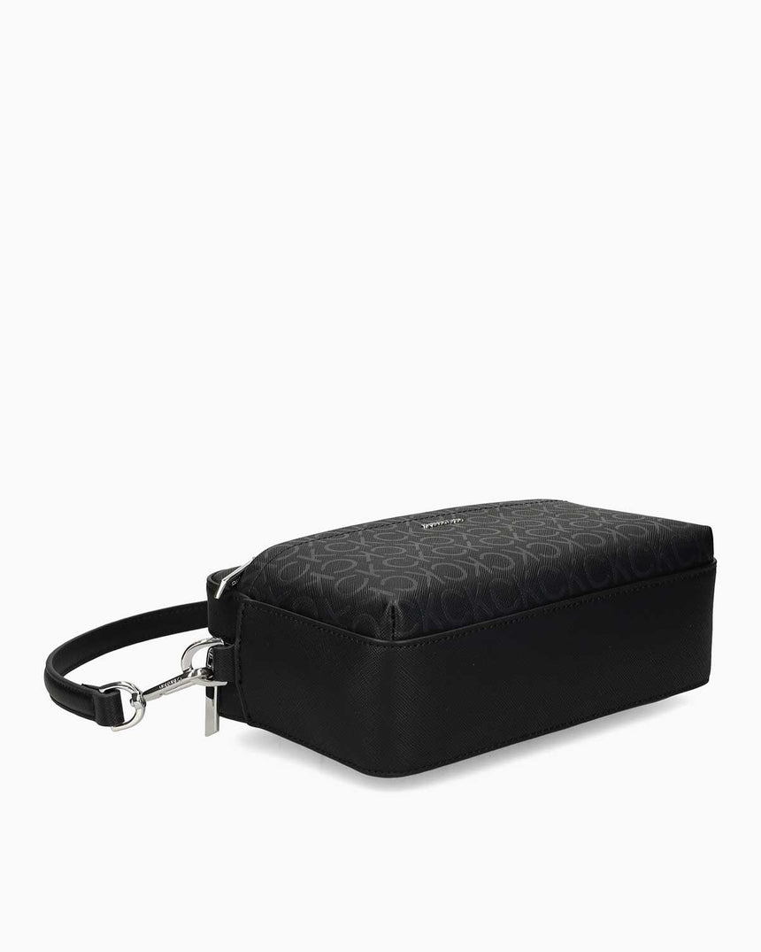 Calvin Klein Must Convertible Monogram Omuz Çantası Black Monogram Pu