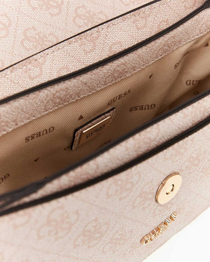 Guess Orlina Handle Flap Monogram Baskılı El Çantası Sundial