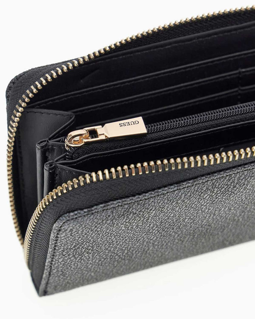 Guess Access Laurel II Büyük Boy Fermuarlı Kadın Cüzdan Coal Logo