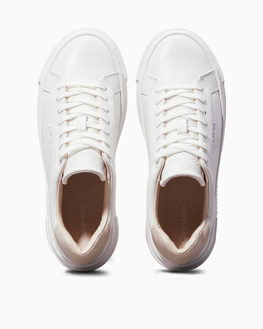 Calvin Klein FF Cupsole Lace Up W/Ml Lth Kadın Sneaker White/Stony Beige