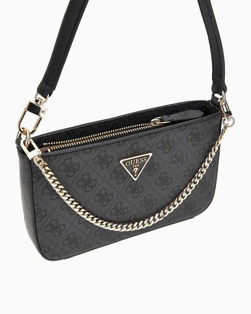 Guess Noelle Mini Top Omuz Çantası Coal Logo