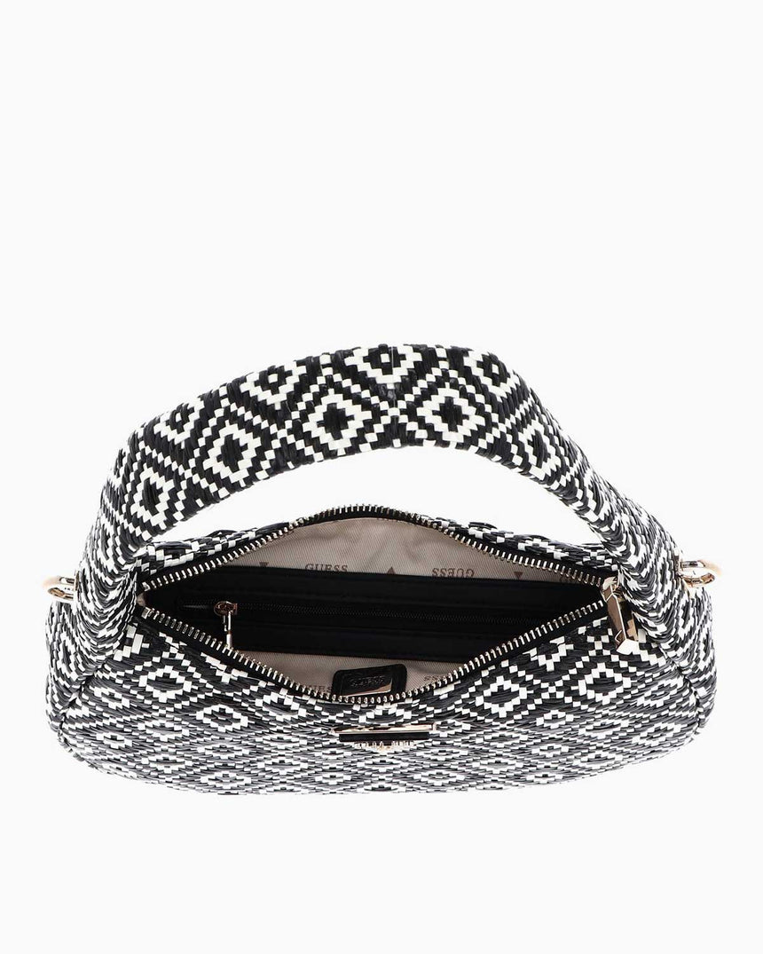 Guess Rianee Hobo Desenli Omuz Çantası Black