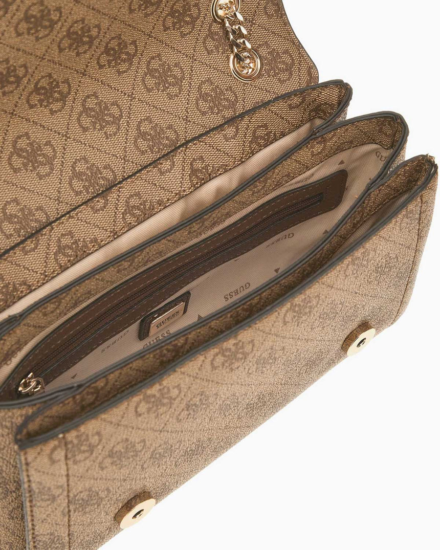 Guess Anadela Noelle II Kapaklı Kadın Omuz Çantası Latte Logo / Brown