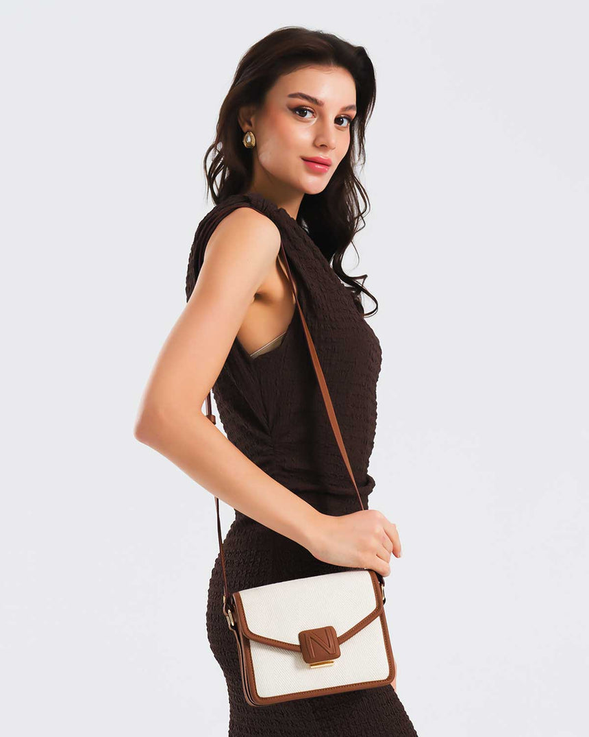 Nautica Logolu Omuz Çantası Bej - Taba