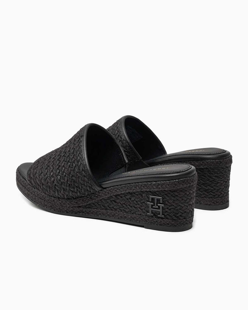Tommy Hilfiger Rope Wedge Topuklu Sandalet Black