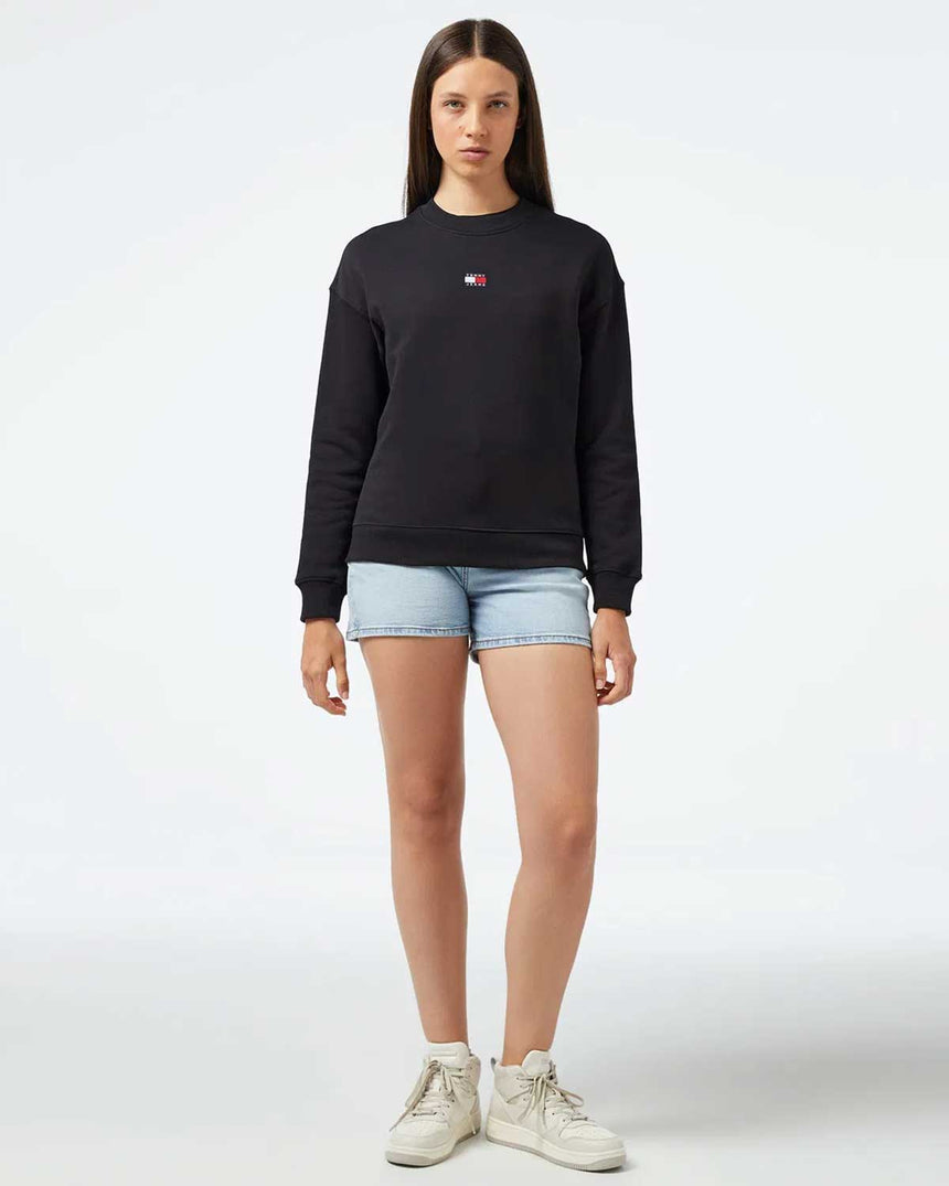 Tommy Hilfiger Badge Crew Pullover Sweatshirts Black