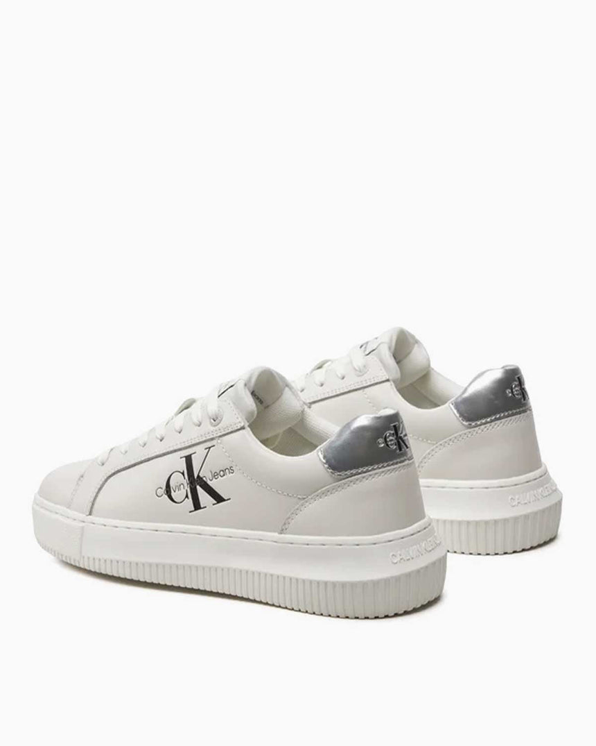 Calvin Klein Chunky Cupsole Laceup Lth Ml Mtl Kadın Sneaker Bright White/Silver