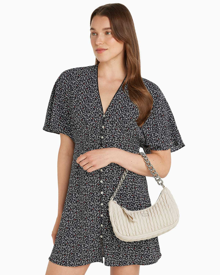 Tommy Hilfiger Iconic Quilted Omuz Çantası Newsprint