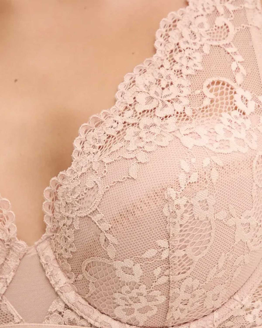 Guess Jane Padded Logo Yazı Detaylı Sütyen Cappuccino Tan