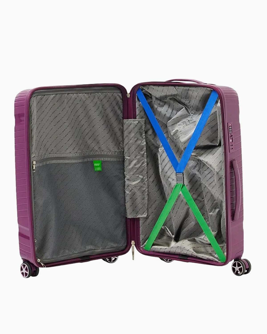 Benetton Trolley Sert Kabuklu Büyük Boy Valiz Mor