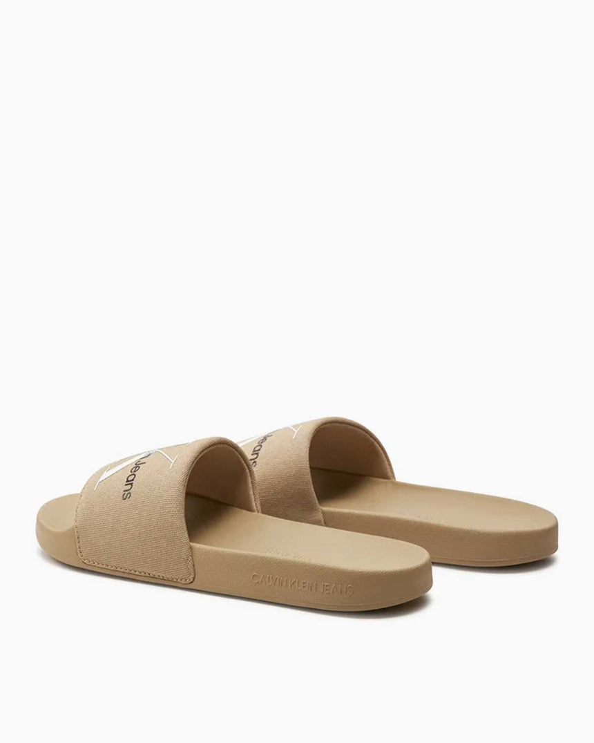 Calvin Klein Slide Monogram Erkek Terlik White Pepper/Bright White