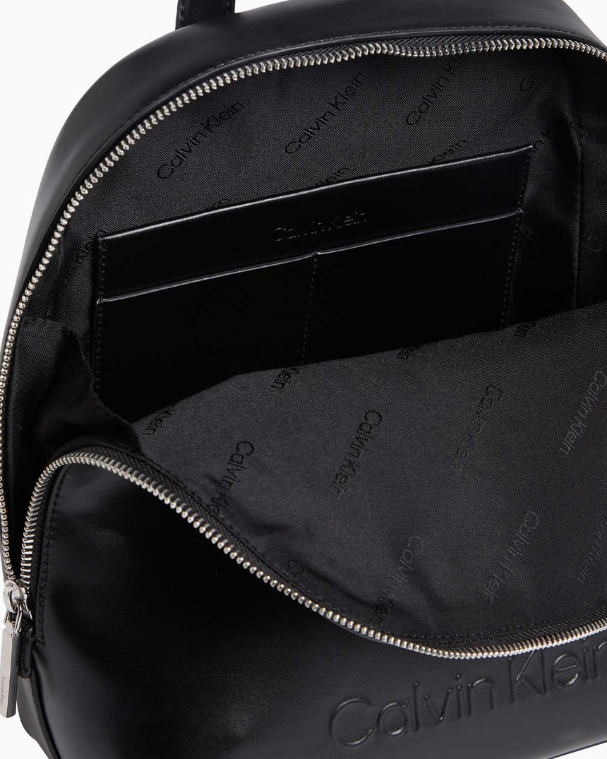 Calvin Klein Embossed Round Backpack Sırt Çantası CK Black