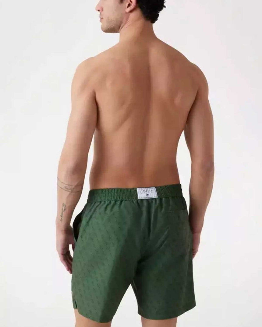 Guess Swimtrunk Medium Bottom Board Deniz Şortu Olive Embossed 4G Logo