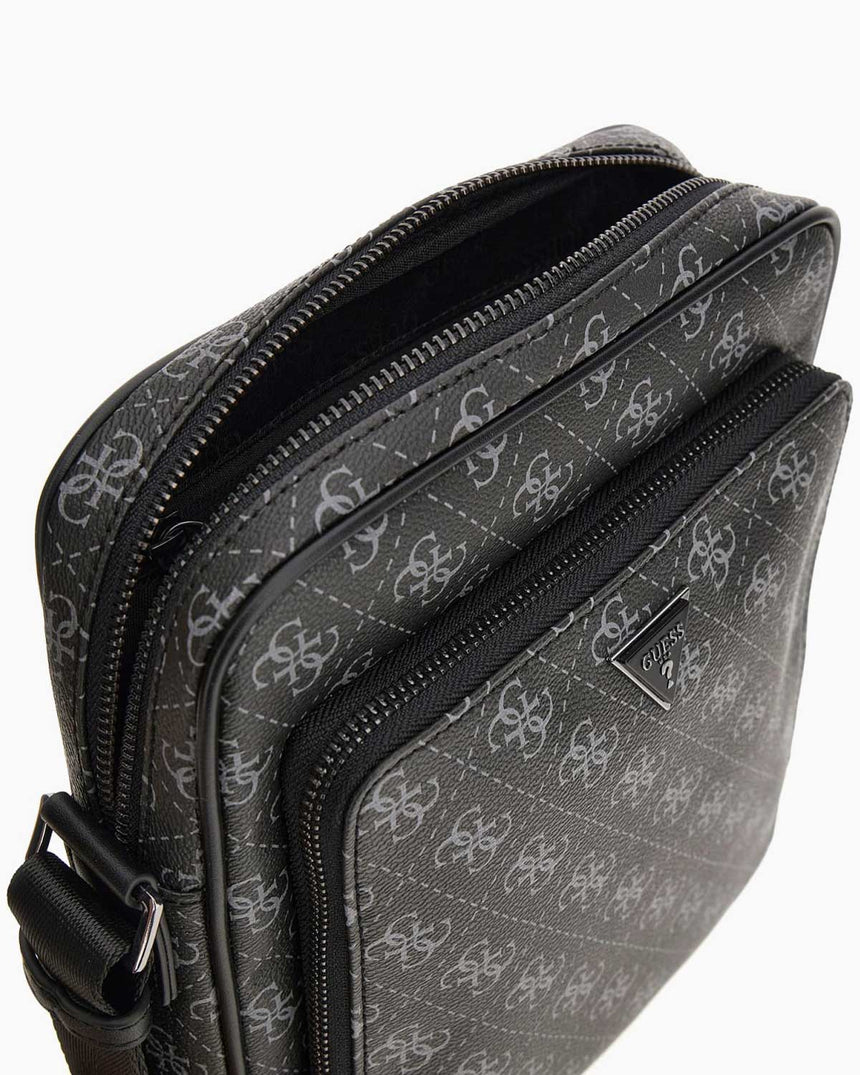 Guess Milano Top Monogram Çapraz Askılı Çanta Dark Black