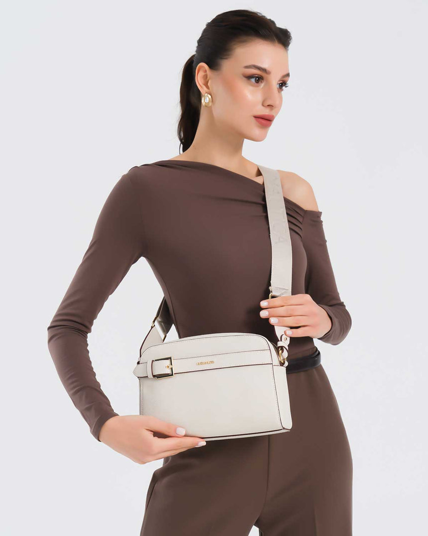 Nautica Ladies Logolu Omuz Çantası Ekru