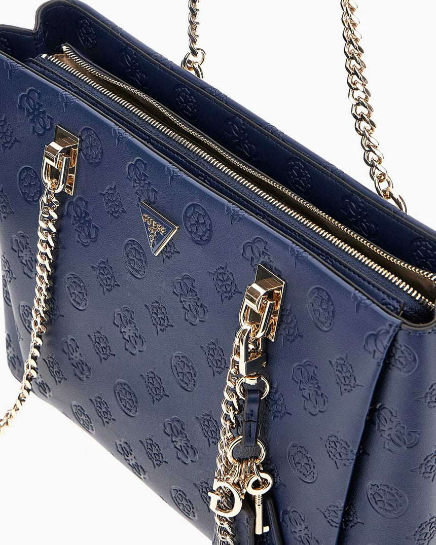 Guess Tisha 3 Kadın El Çantası Midnight Logo