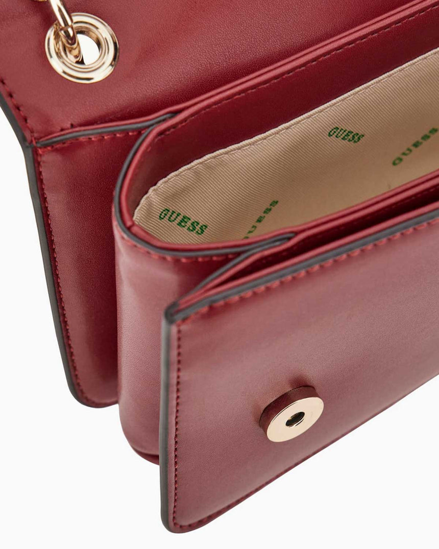 Guess Eco Evanie Handle Flap Zincir Detaylı Omuz Çantası Red