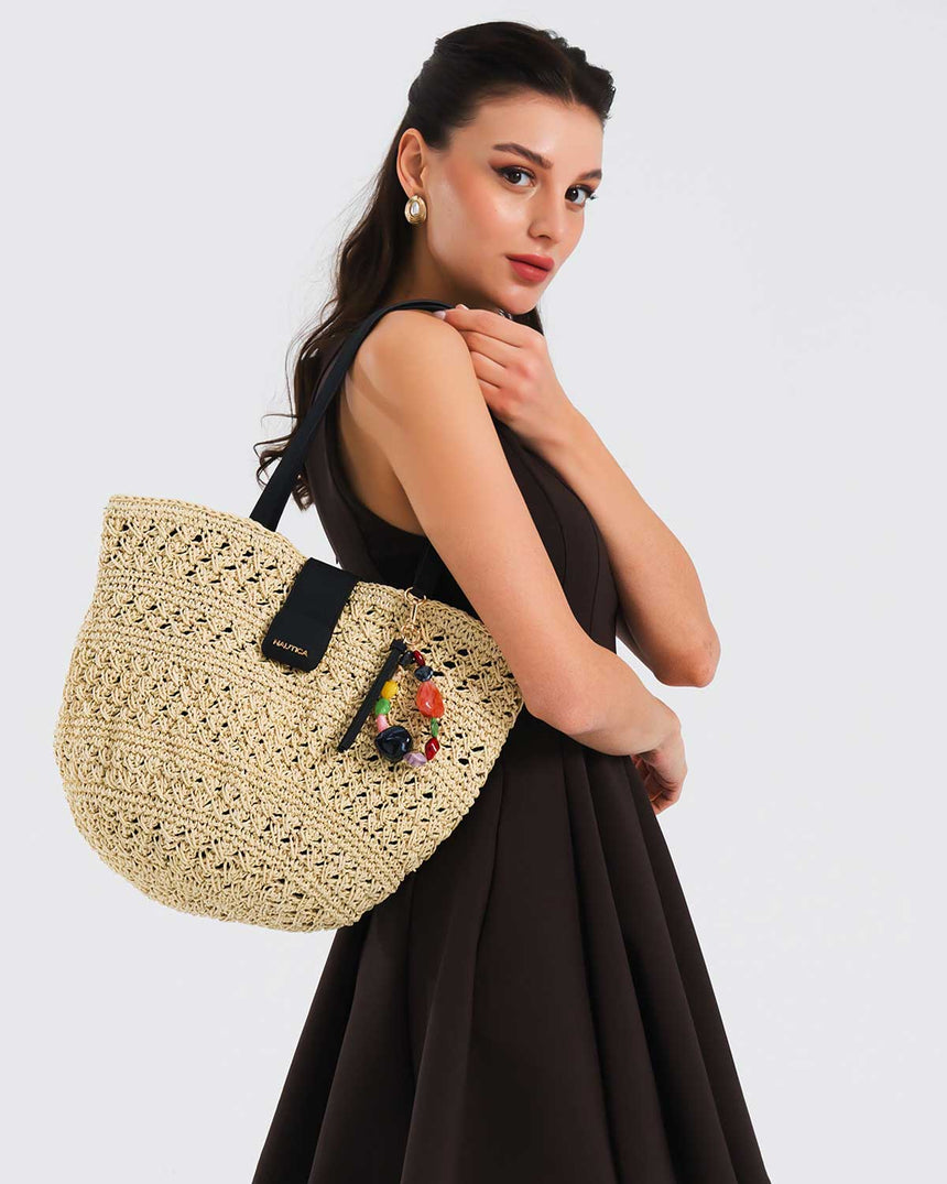 Nautica Taş Detaylı Kadın Plaj Çantası Açık Bej