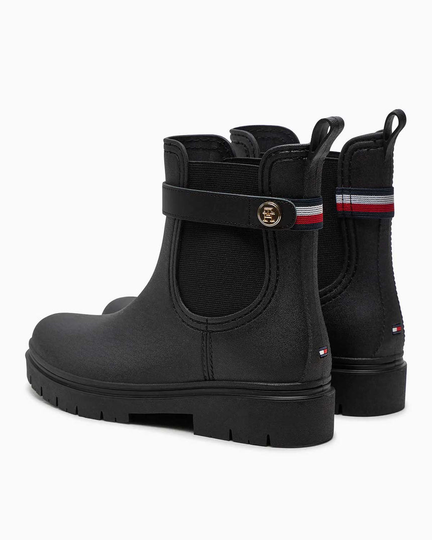 Tommy Hilfiger Stud Rubberised Nautical Rainboot Black