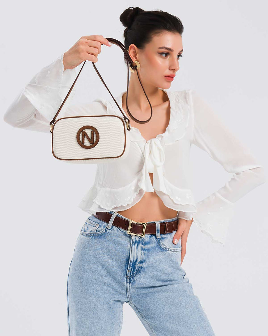 Nautica Çapraz Askılı Çanta Bej - Taba