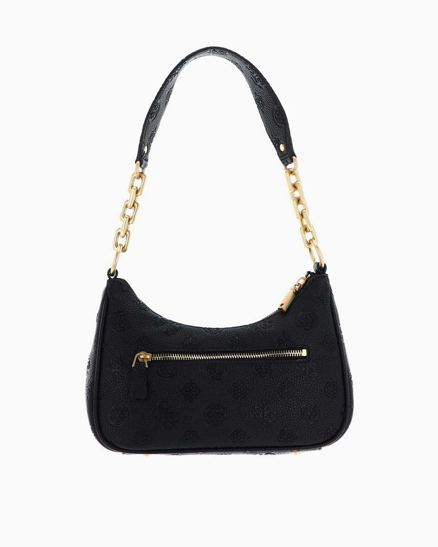 Guess Izzy Peony Zincir Detaylı Omuz Çantası Black Logo
