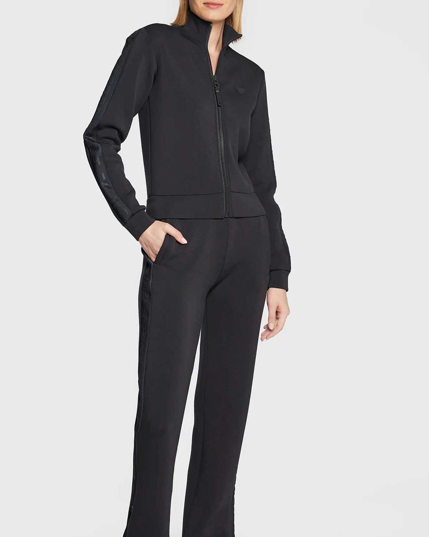 Guess New Allie Logo Şeritli Fermuarlı Sweatshirt Jet Black A996