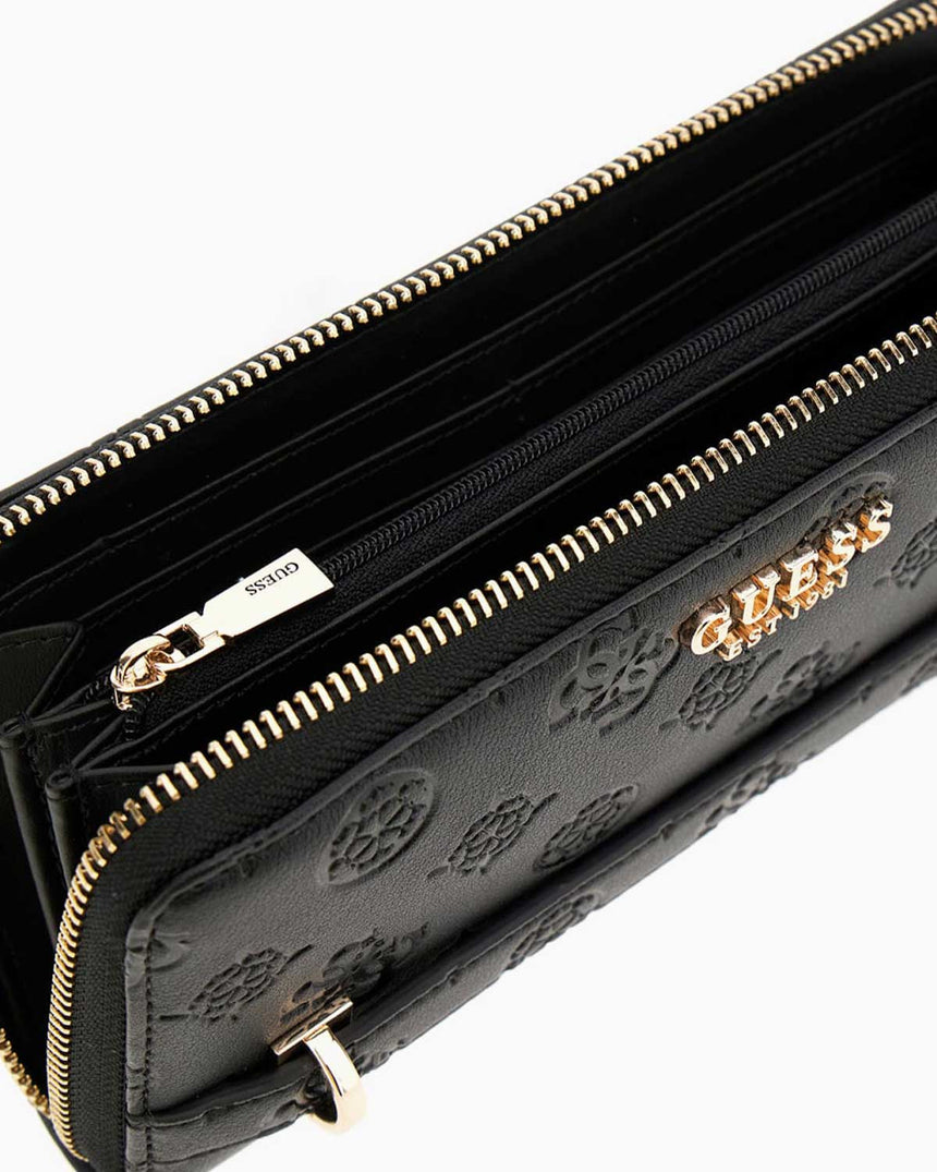 Guess Zarela Slg Large Zip Around Cüzdan Black Logo